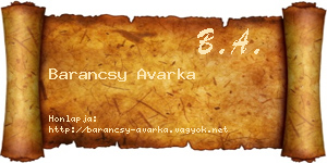 Barancsy Avarka névjegykártya